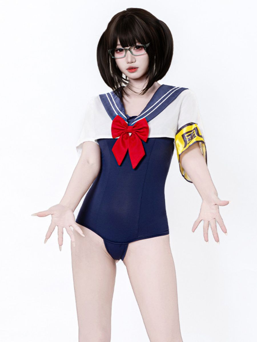 Anime Schoolgirl Cosplay Bodysuit with Top - Two Piece Teddy Set Blesssafe
