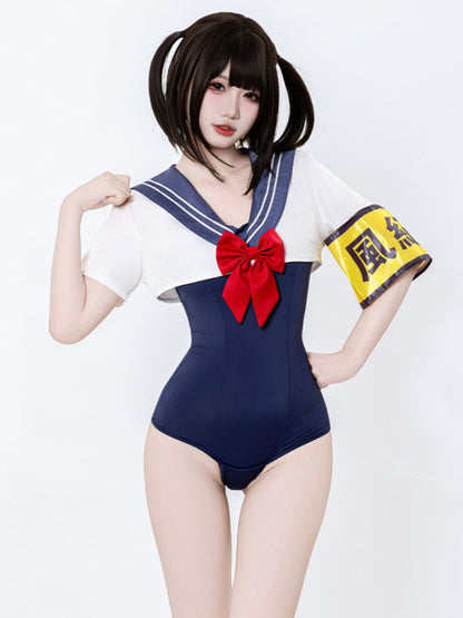 Anime Schoolgirl Cosplay Bodysuit with Top - Two Piece Teddy Set Blesssafe