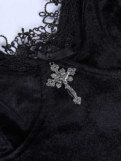 Velvet Gothic Lingerie Split Bodycon Dress