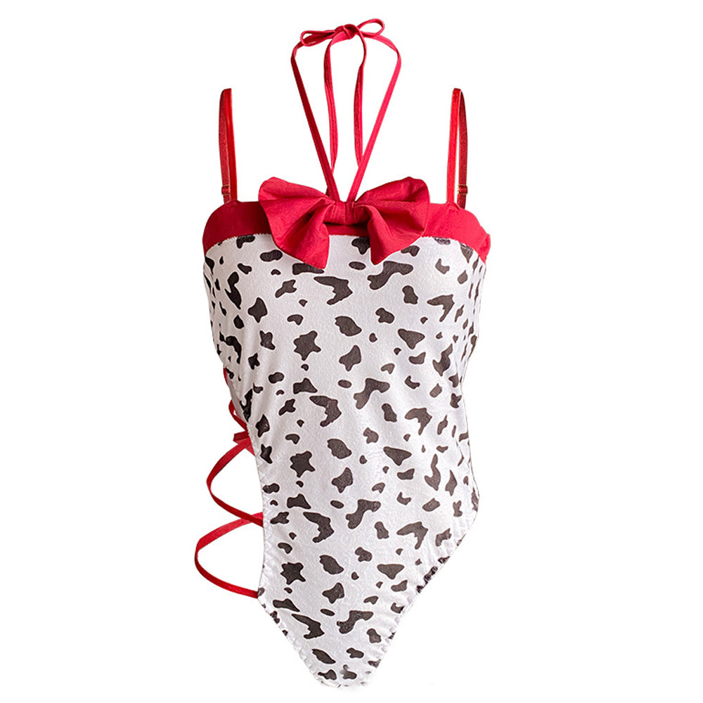 Blesssafe Anime Cow Costume Kawaii Cow Print Cosplay Outfit High Cut Onepiece Bodysuit Blesssafe