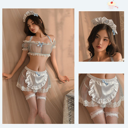 Seductive Sheer Exotic Maid 3-Piece Lingerie Set Blesssafe