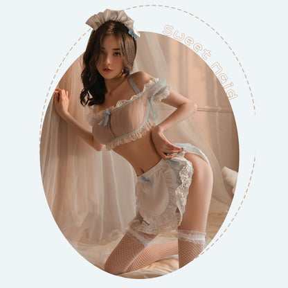 Seductive Sheer Exotic Maid 3-Piece Lingerie Set Blesssafe