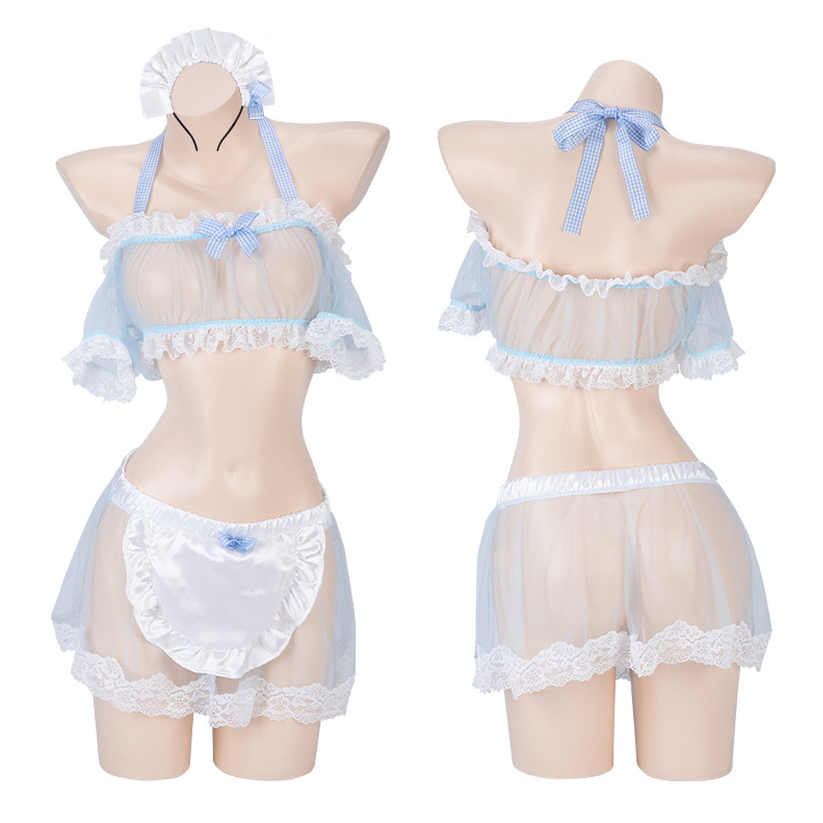 Seductive Sheer Exotic Maid 3-Piece Lingerie Set Blesssafe