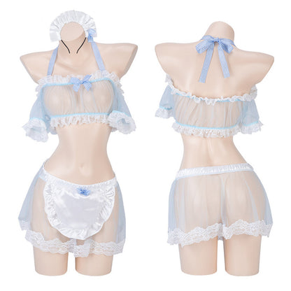Seductive Sheer Exotic Maid 3-Piece Lingerie Set Blesssafe