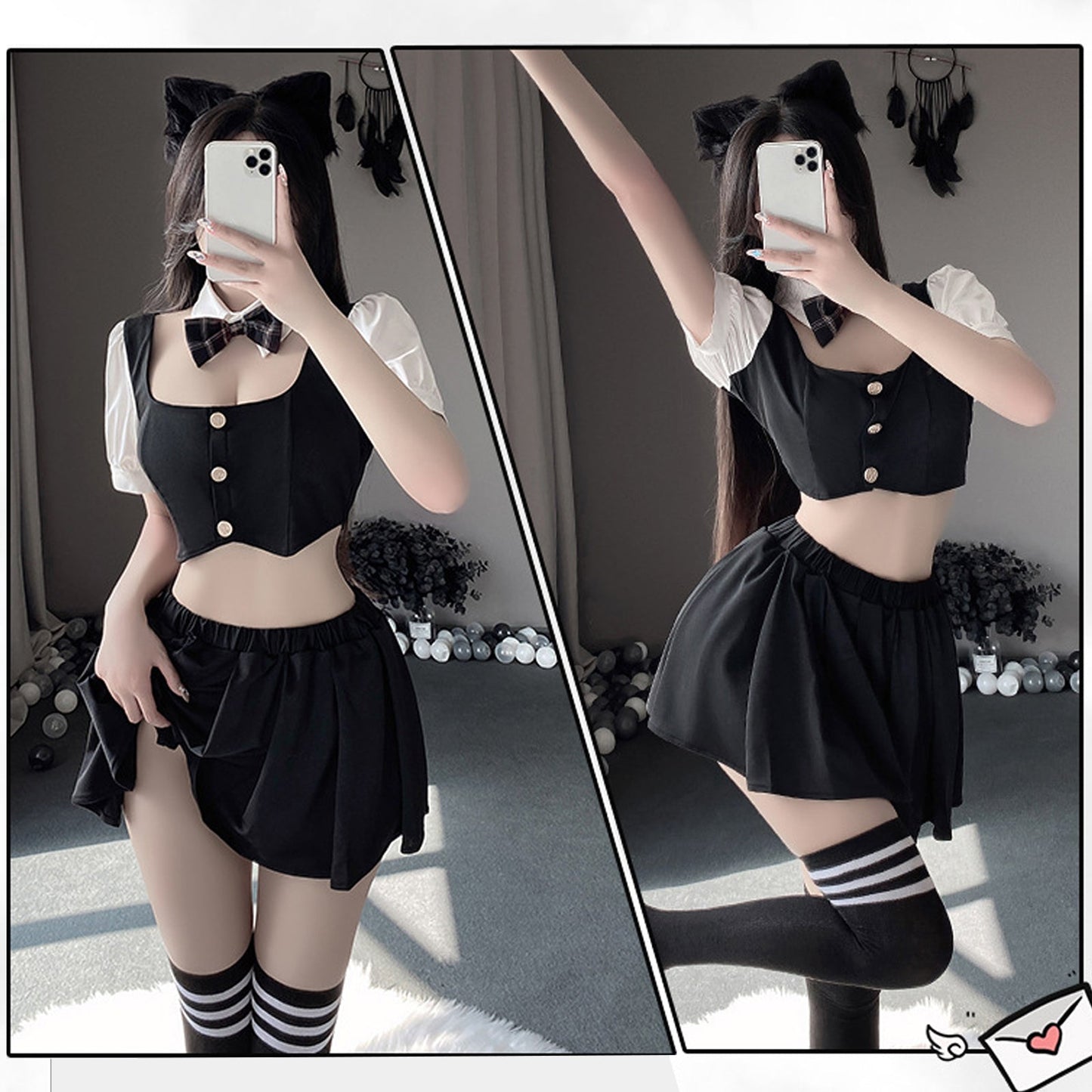 Anime Black Cosplay Uniform - Classic Dark JK Schoolgirl Sailor Blesssafe