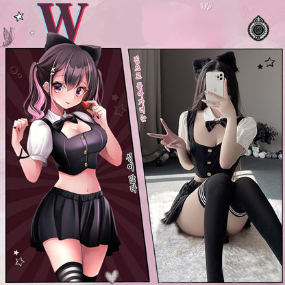 Anime Black Cosplay Uniform - Classic Dark JK Schoolgirl Sailor Blesssafe