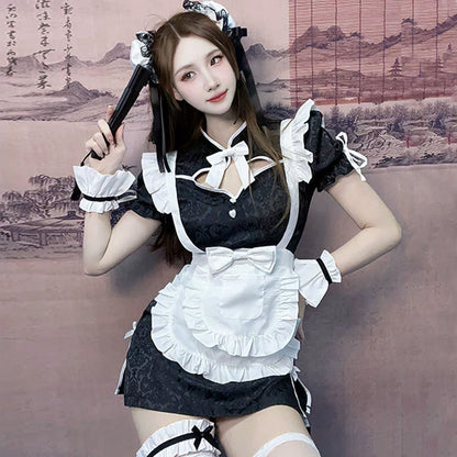 Chinese Style Cheongsam Maid Lolita Cosplay Dress Set Blesssafe