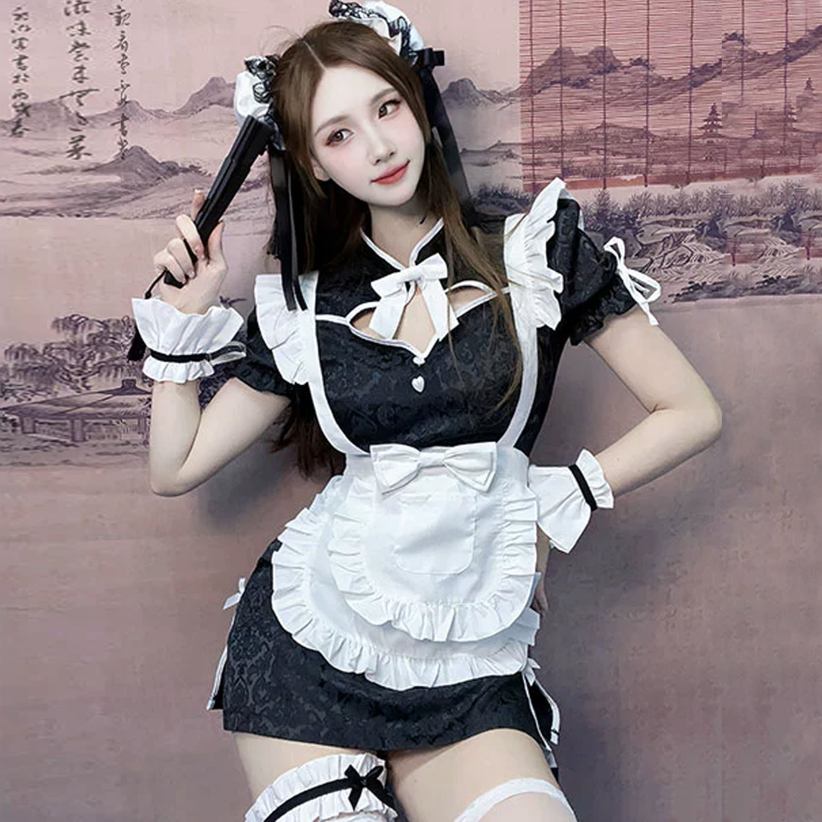 Blesssafe Chinese My Lingerie Set Anime Lolita High Slit Cheongsam Dress with Apron Blesssafe