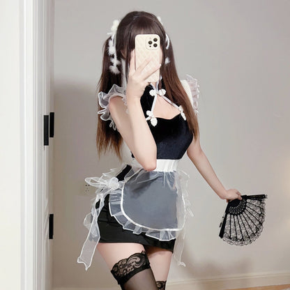 Blesssafe Chinese My Lingerie Set Sexy Hollow Out Anime Bodysuit with Mesh Apron Blesssafe