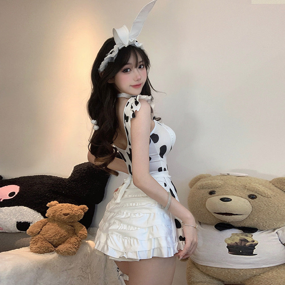 blesssafe Cute Maid Outfit Sweet Lolita Dress Anime Cow Cosplay Lingerie Outfits blesssafe