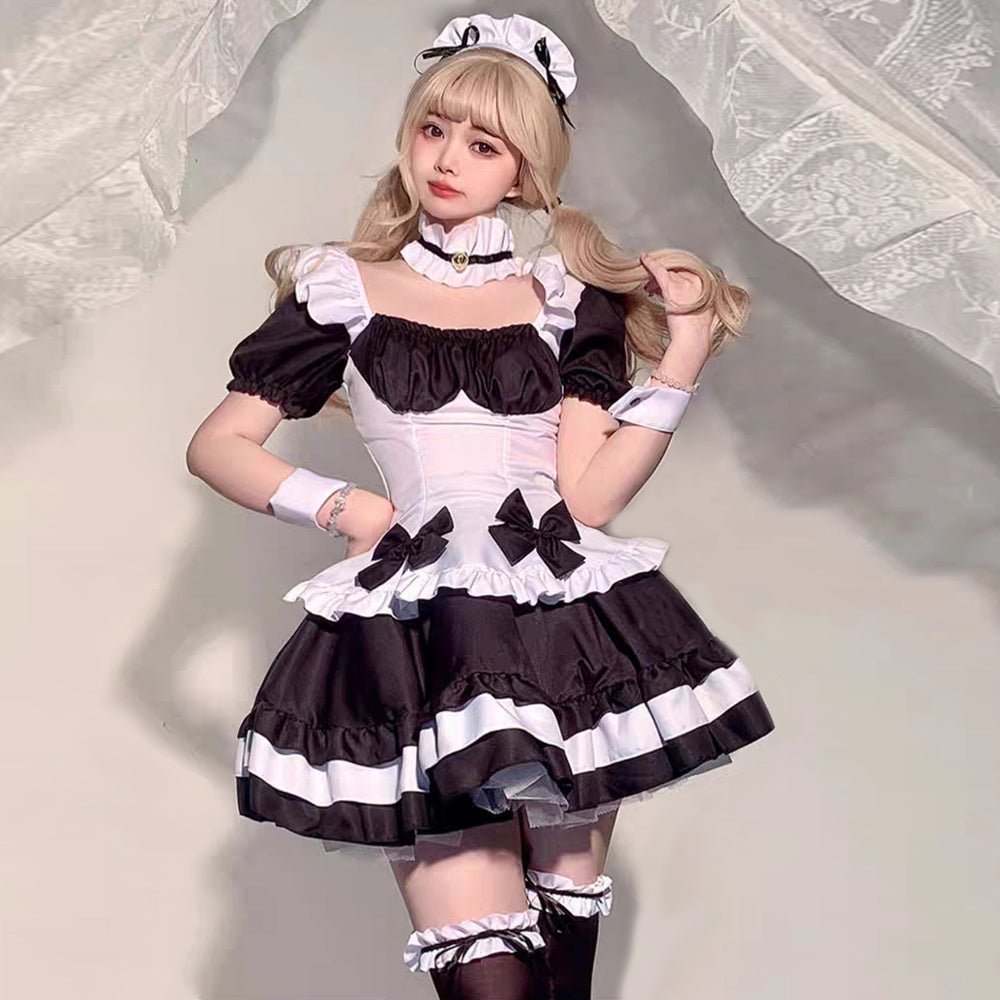 Deluxe Gothic Lolita Anime Maid 7-Piece Cosplay Costume Blesssafe