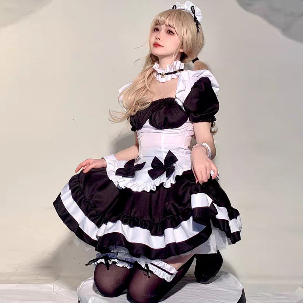 Deluxe Gothic Lolita Anime Maid 7-Piece Cosplay Costume Blesssafe