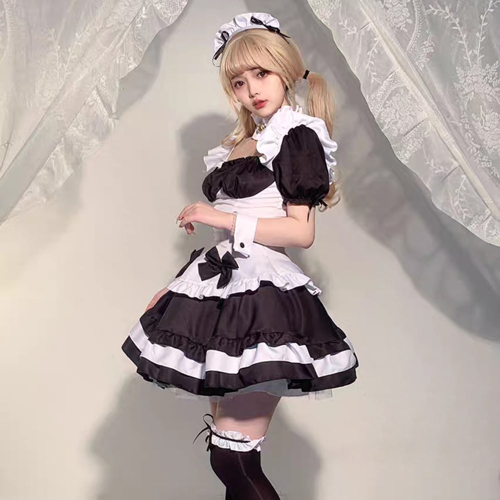 Deluxe Gothic Lolita Anime Maid 7-Piece Cosplay Costume Blesssafe