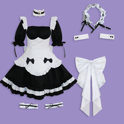 Deluxe Gothic Lolita Anime Maid 7-Piece Cosplay Costume Blesssafe