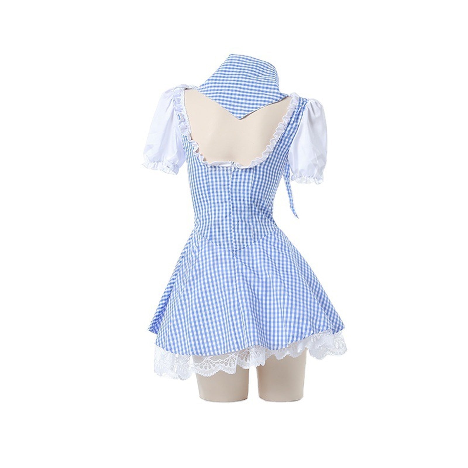 Japanese Plaid Lolita Maid Dress Anime Cosplay Costume Blesssafe