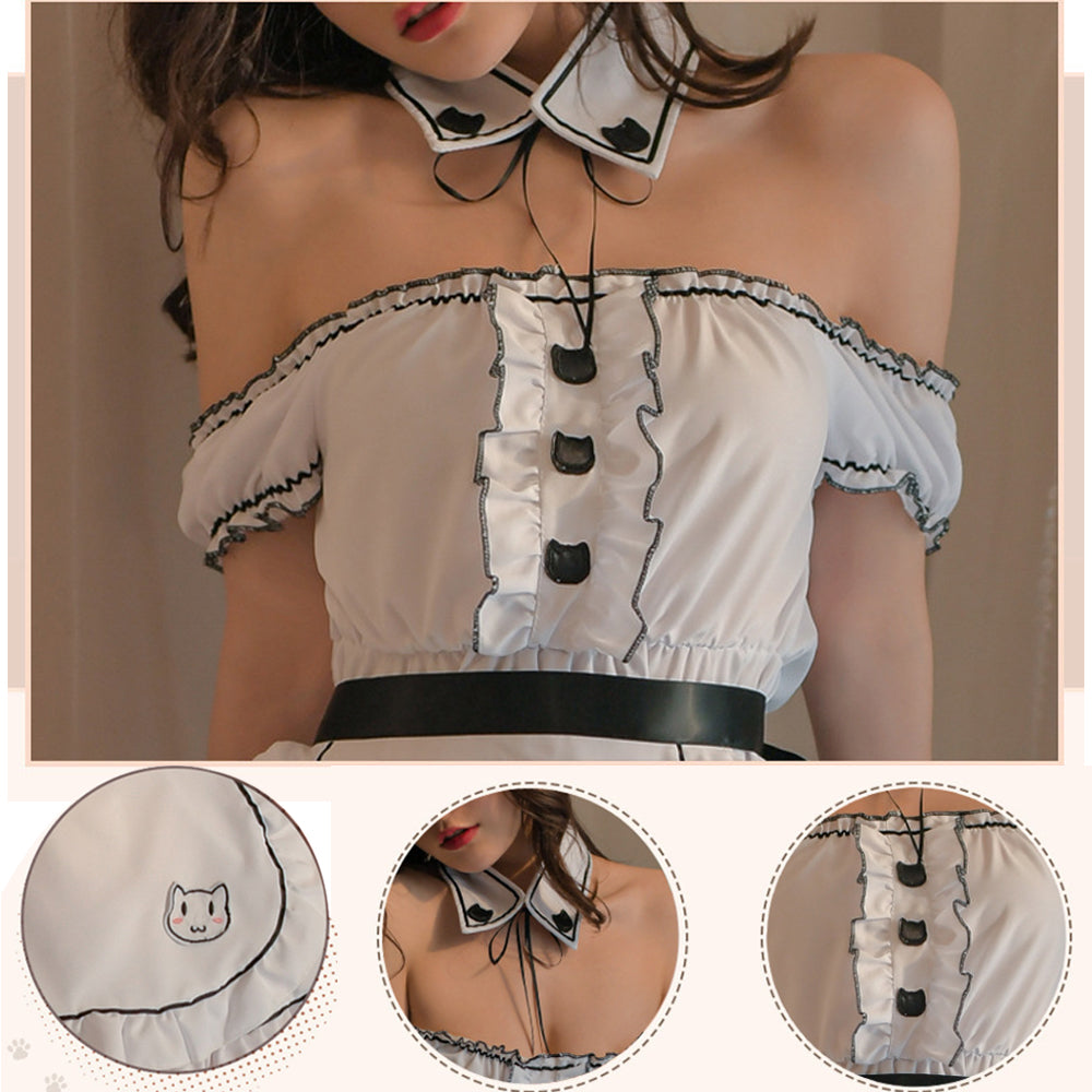 Cat Maid Off-Shoulder Lolita Cosplay Dress Set Blesssafe