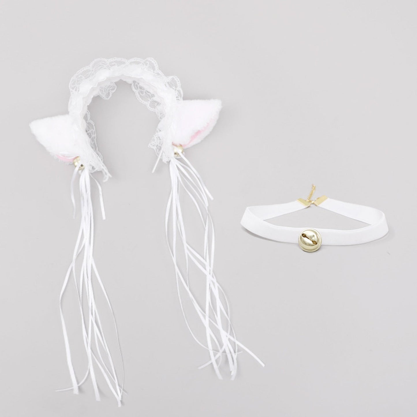 Neko Girl Lace Cat Ears Headband and Choker 2-Piece Accessories Set blesssafe