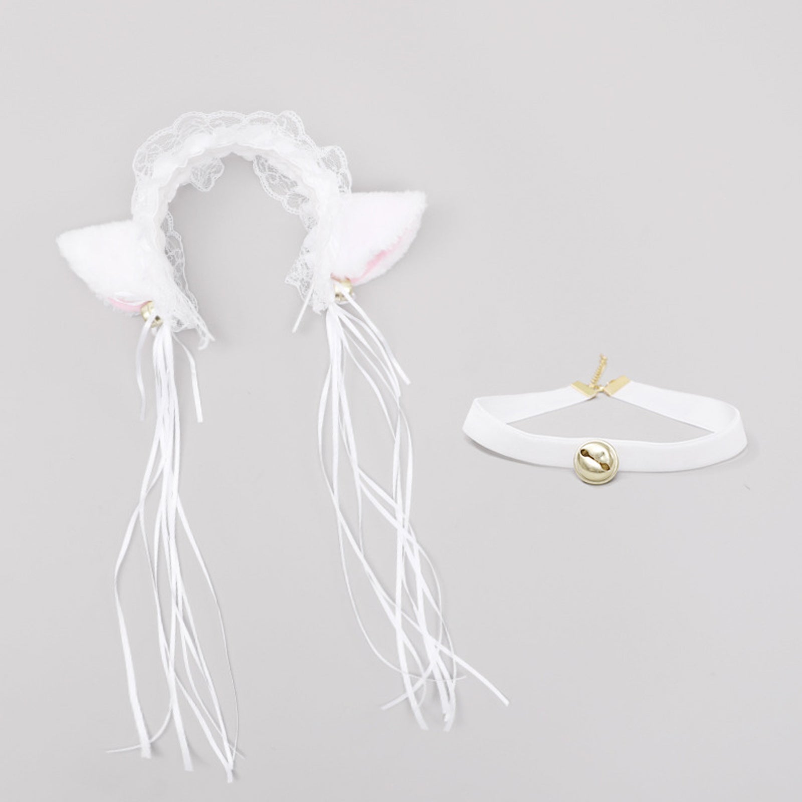 Neko Girl Lace Cat Ears Headband and Choker 2-Piece Accessories Set blesssafe