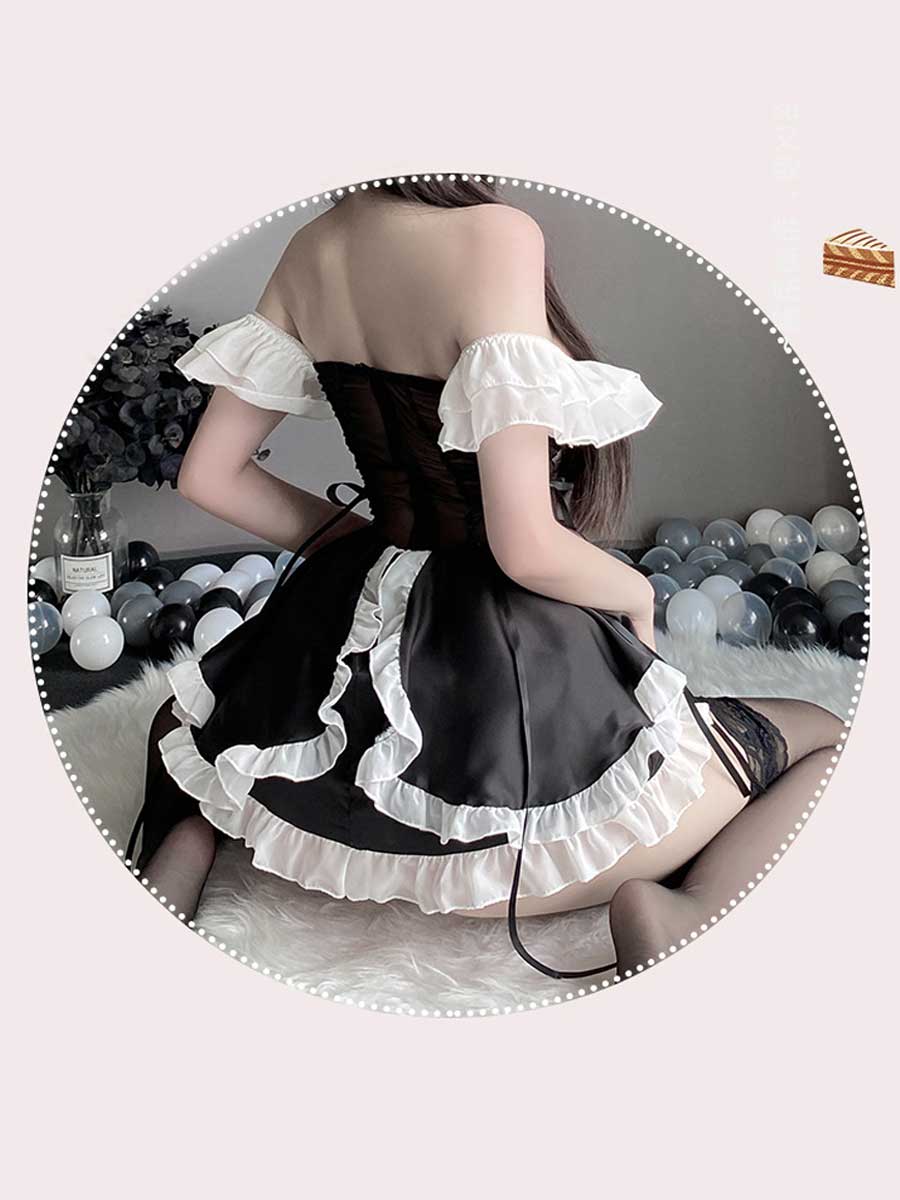Pink Princess Lolita Maid Ruffled Babydoll Dress Costume Blesssafe