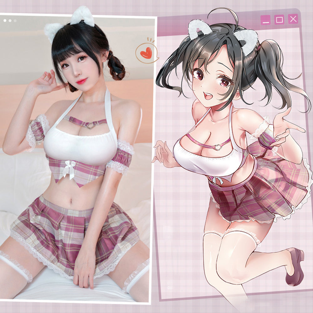 Anime Asian Cosplay Skirt Set - Two Piece Schoolgirl Costume Blesssafe