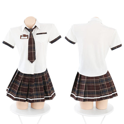 White Short Sleeve Shirt and Skirt Uniform - Classic JK Dress Blesssafe