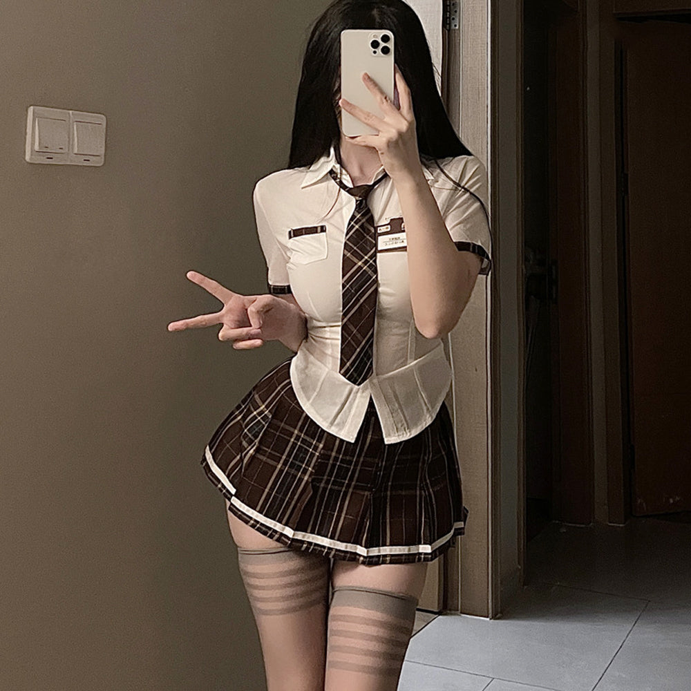 White Short Sleeve Shirt and Skirt Uniform - Classic JK Dress Blesssafe
