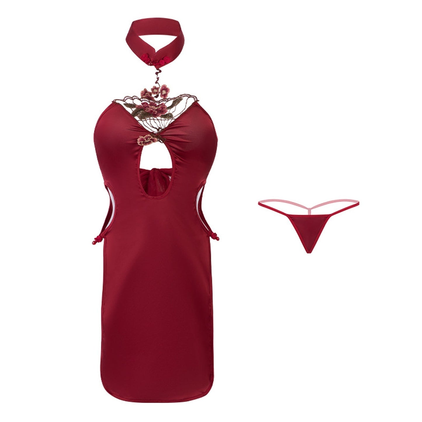 Blesssafe Sexy Cosplay Costume Red Chinese Style Lingerie High Slit Appliques Anime Dress Blesssafe