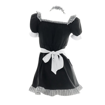 Cat Paw Print French Maid Ruffle Trim Cosplay Dress Costume Blesssafe