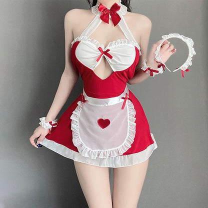 Cut Out Anime Maid Cosplay Lingerie Dress with Apron Blesssafe
