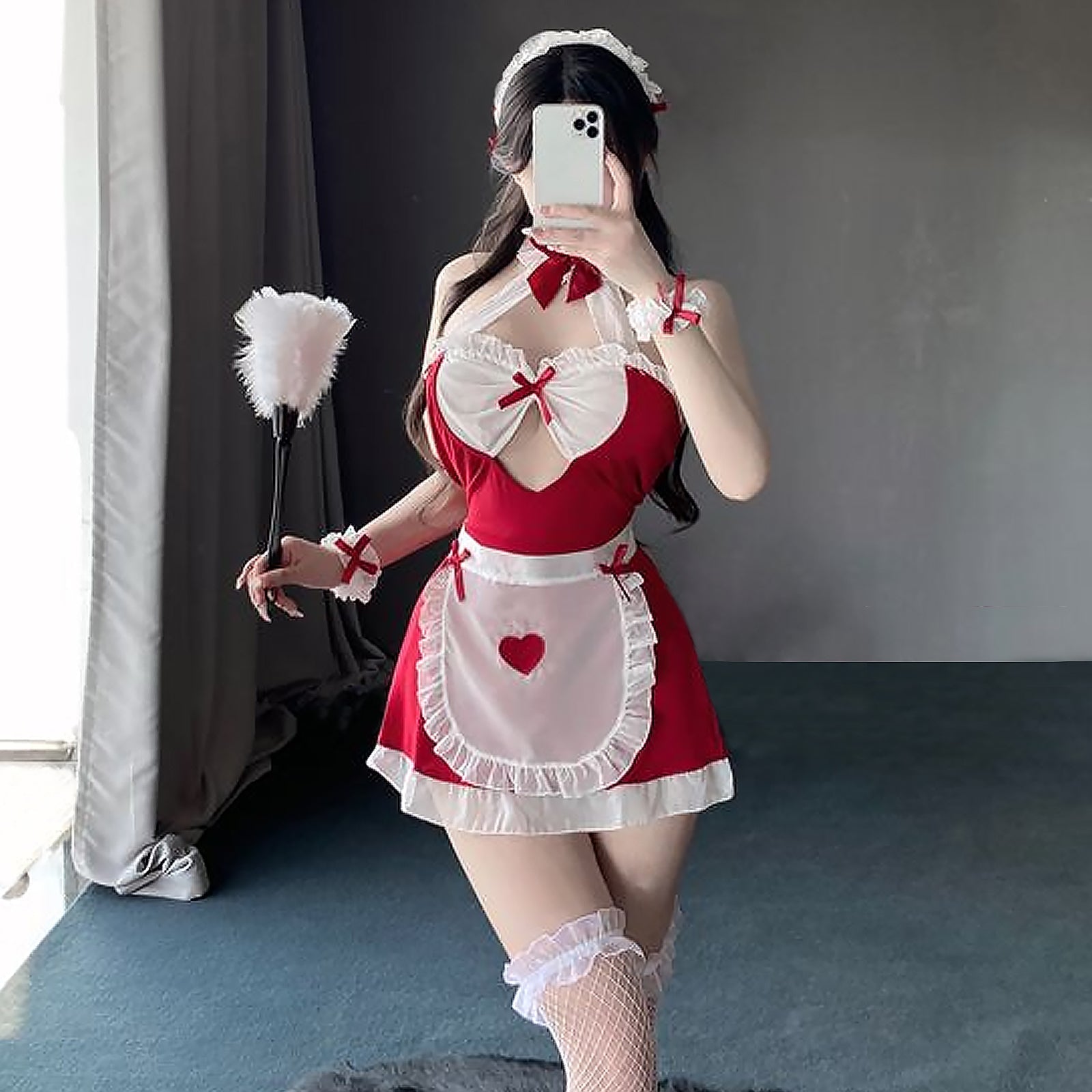 Cut Out Anime Maid Cosplay Lingerie Dress with Apron Blesssafe