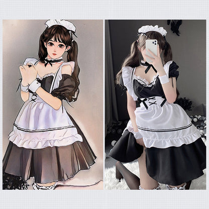 Cute Lolita French Maid Cosplay Outfit Fancy Dress with Apron Blesssafe