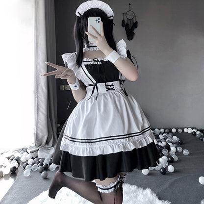 Cute Lolita French Maid Cosplay Outfit Fancy Dress with Apron Blesssafe