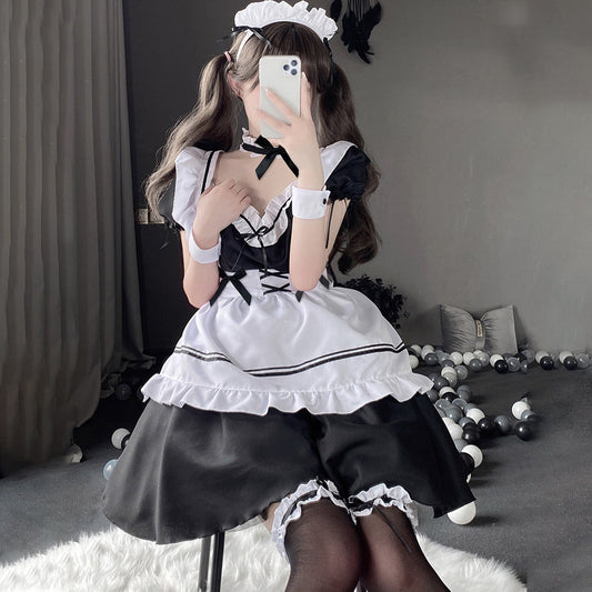 Cute Lolita French Maid Cosplay Outfit Fancy Dress with Apron Blesssafe