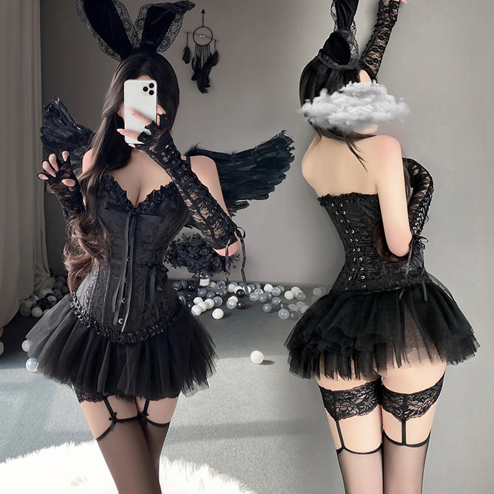 Dark Angel Devil Lingerie Corset Set