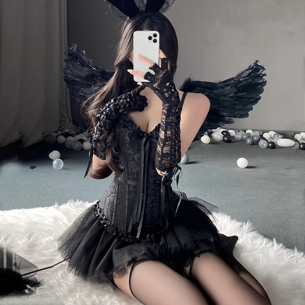 Dark Angel Devil Lingerie Corset Set