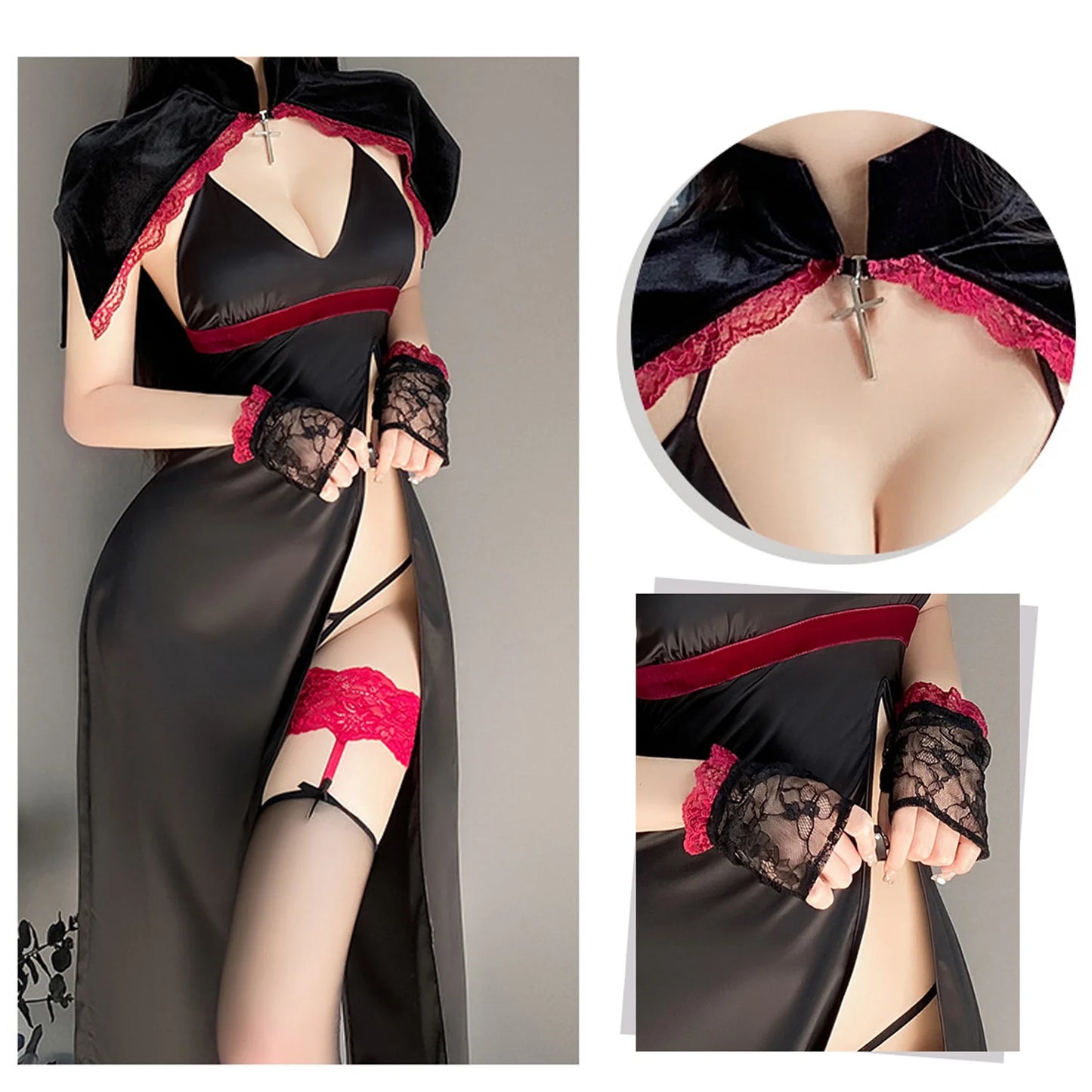 High Slit Succubus Cosplay Lingerie Dress
