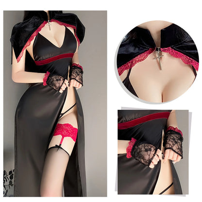 High Slit Succubus Cosplay Lingerie Dress