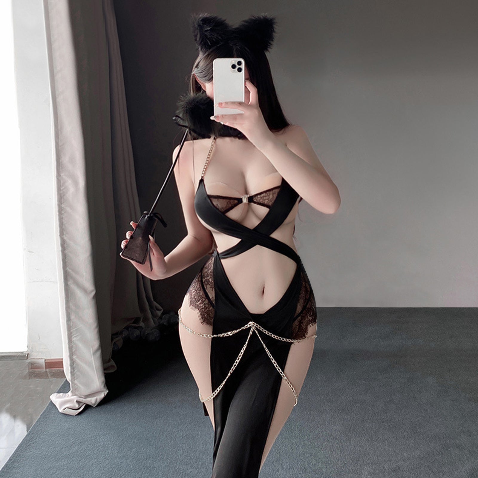 Sultry Neko Exotic Lingerie Goddess Anubis Cosplay Set blesssafe
