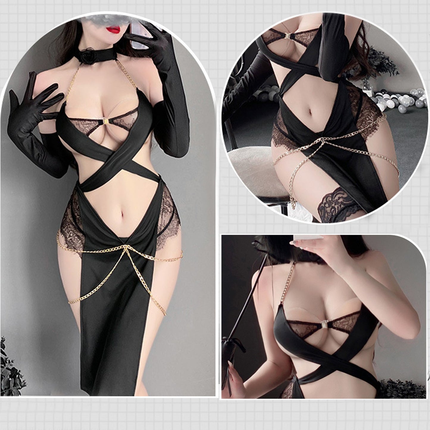 Sultry Neko Exotic Lingerie Goddess Anubis Cosplay Set blesssafe