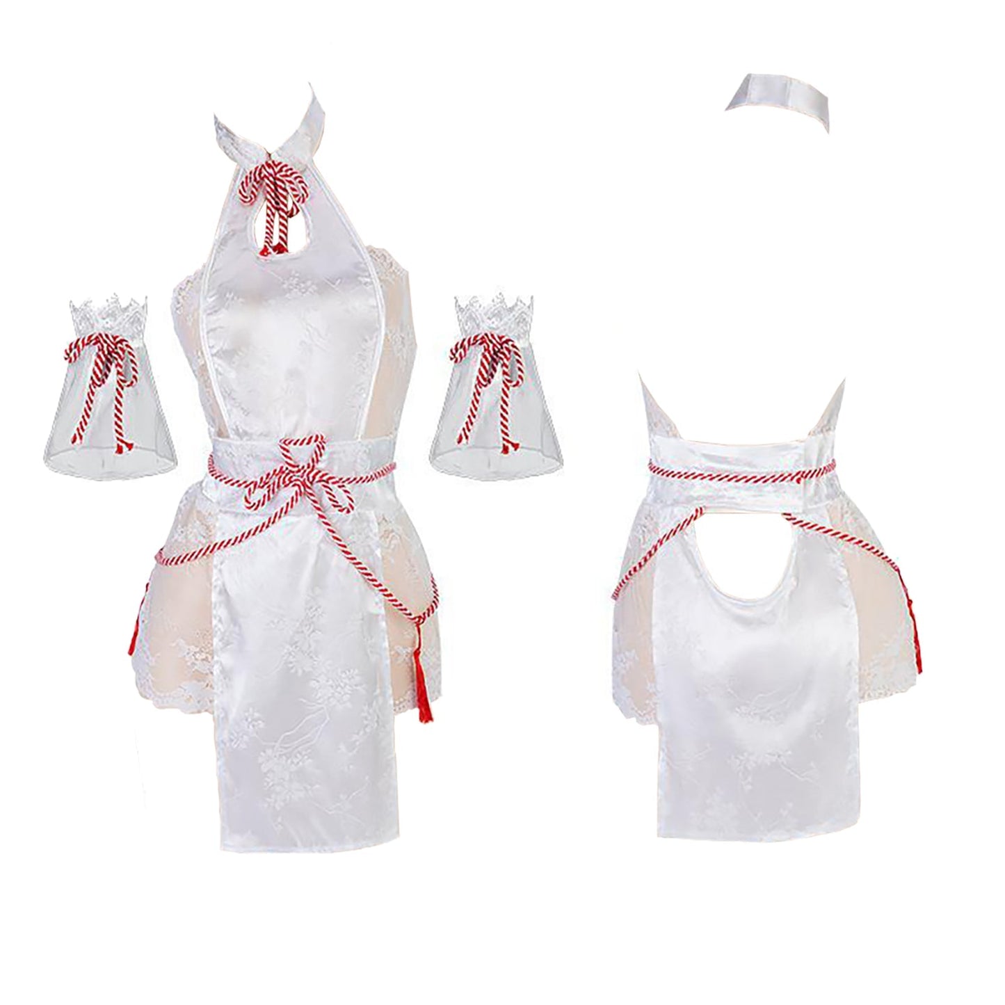 Blesssafe Sexy Lace Chinese Style Lingerie Cosplay Costume White Backless Anime Dress Blesssafe