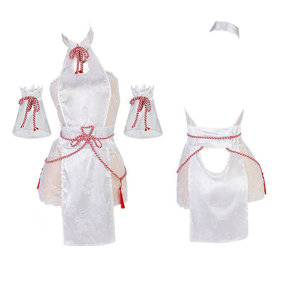 Blesssafe Sexy Lace Chinese Style Lingerie Cosplay Costume White Backless Anime Dress Blesssafe
