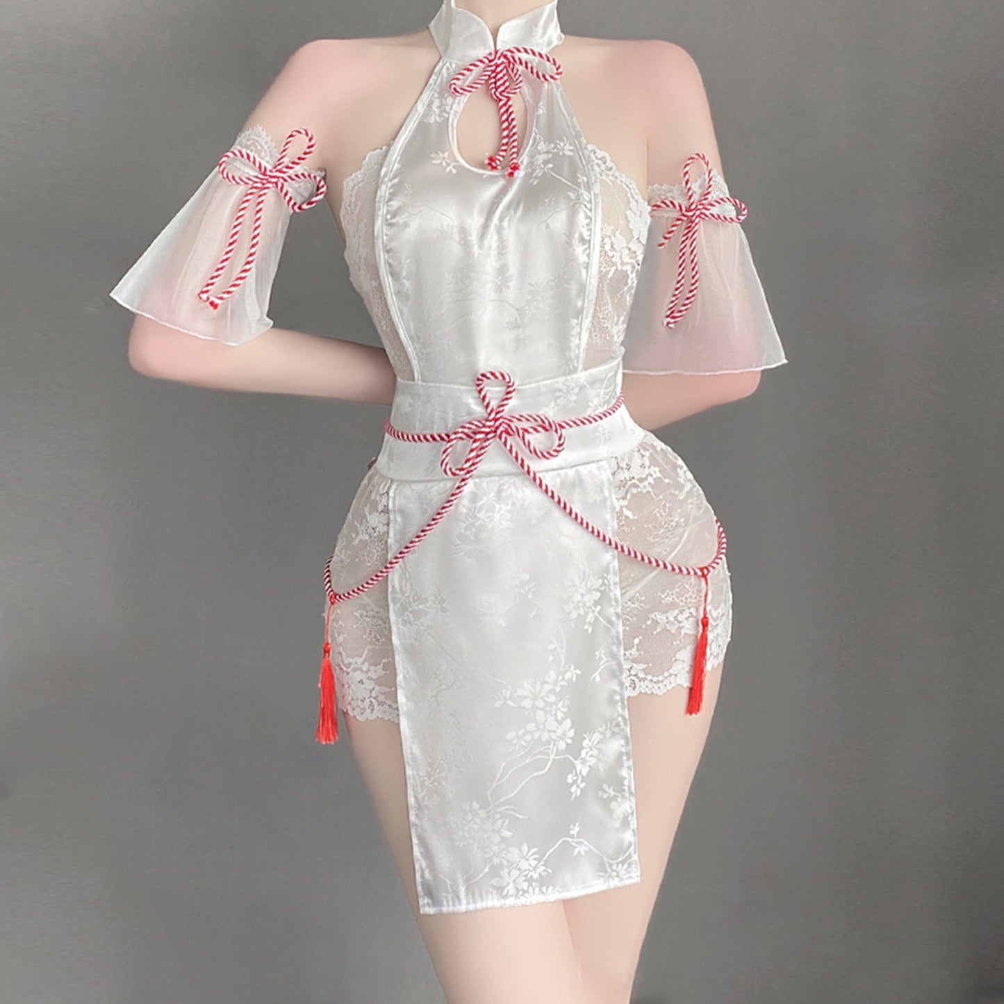 Blesssafe Sexy Lace Chinese Style Lingerie Cosplay Costume White Backless Anime Dress Blesssafe