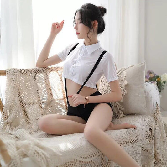 Naughty Suspenders Shorts with Shirt - Sexy Anime Boyish Costume Blesssafe