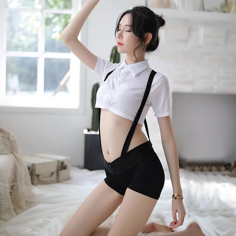 Naughty Suspenders Shorts with Shirt - Sexy Anime Boyish Costume Blesssafe