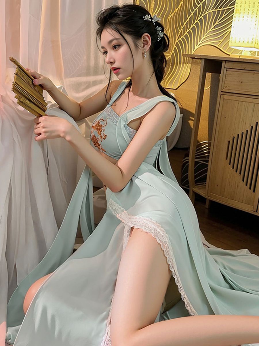 Classical Chinese Style Daring Skirt Set - Two Piece Cosplay Set Blesssafe