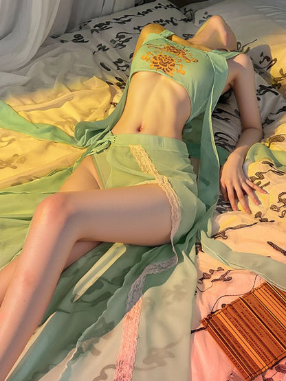 Classical Chinese Style Daring Skirt Set - Two Piece Cosplay Set Blesssafe
