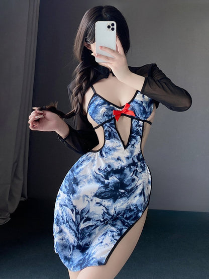 Vintage Hollow Dress with Shrug - Two Piece Chinese Style Outfit Blesssafe