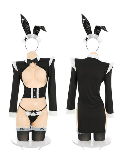 Cupless Bunny Girl Cosplay Lingerie - Open Bust Anime Teddy Set blesssafe