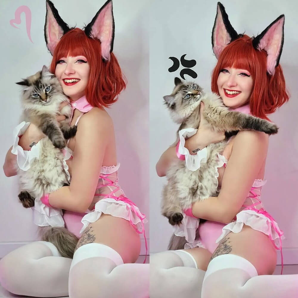 Cute Kitty Halter Lace Up Snaps Crotch Cat Cosplay Bodysuit blesssafe