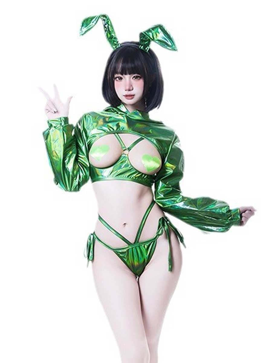 Cyber Bunny Reflective Costume - Holographic Glow Rave Gear blesssafe